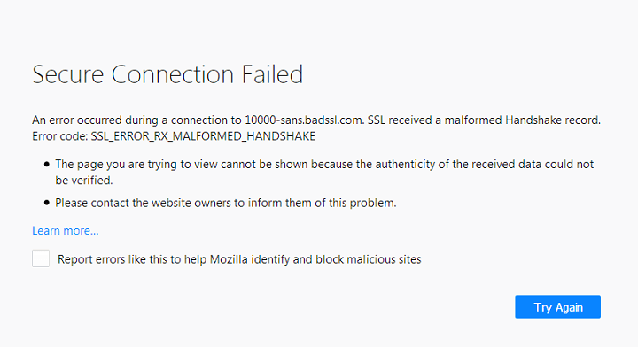 Error Secure Connection Failed di Google Chrome dan Mozilla