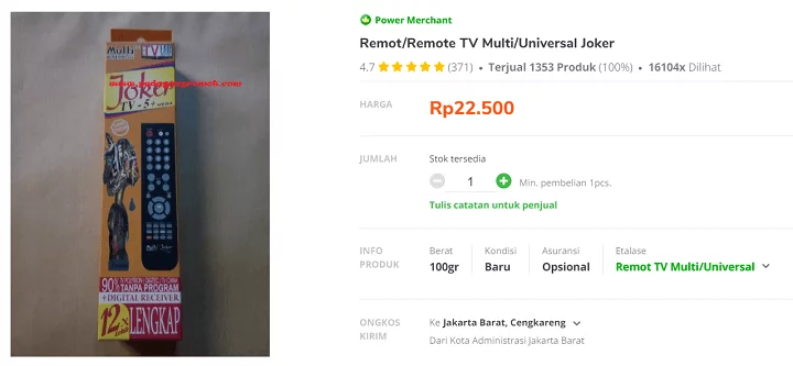 Harga dan Spesifikasi Remot Joker