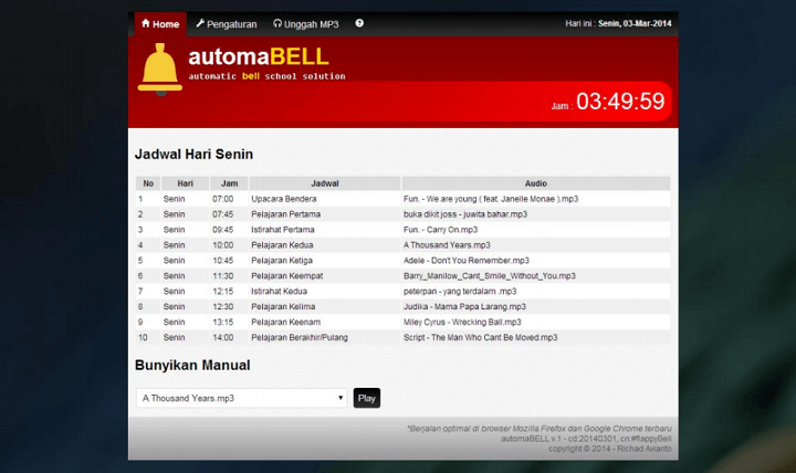 Aplikasi Bel Sekolah Berbasis Codeigniter