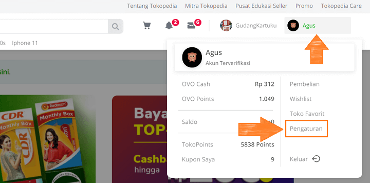 Cara Hapus Akun OVO di Tokopedia