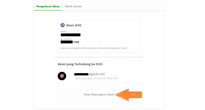 Menghapus Akun OVO Yang Terdaftar