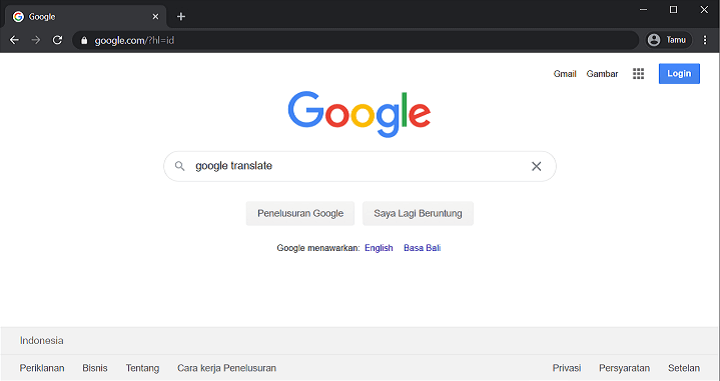 Buka Situs Google Translate di PC