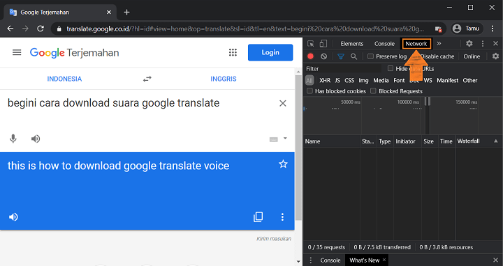 Masuk Developer Mode Untuk Menyimpan File Audio Google Translate