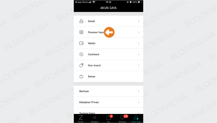Melihat Pesanan di Zalora