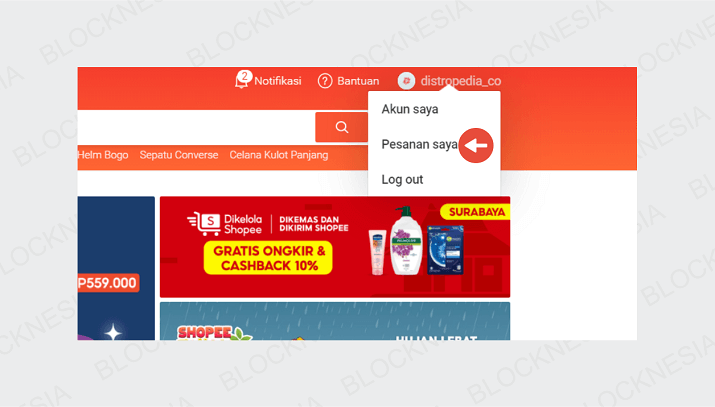 Melihat No Resi Paket Standard Express di Shopee