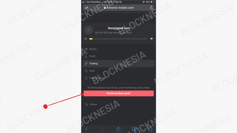 Konfirmasi Email Binomo