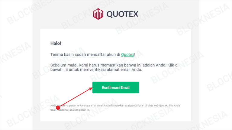 Konfirmasi Pembuatan Akun Quotex